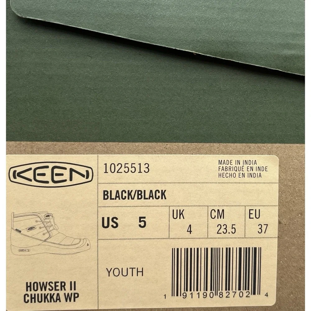 KEEN Youth Boys Girls Howser II Waterproof Insulated Chukka Boots Size 5 Black
